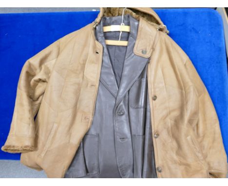 Vintage gents leather jacket and similar gents duffel coat. approximate size large