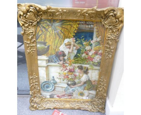 Large gilt framed Pears Poster of Children Playing