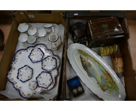 Large early 20th century floral decorated tea set and server, together with cased silver plated napkin rings, Imperial Myott 