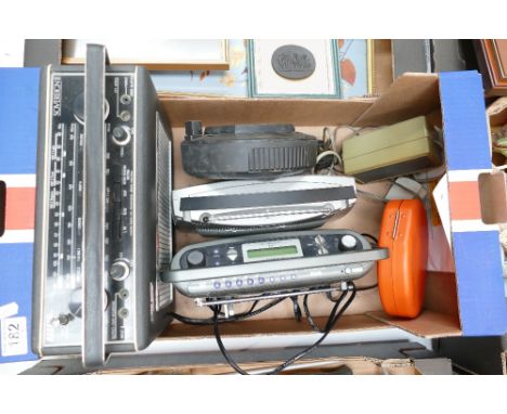 A mixed collection of electricals to include a Hacksaw Sovereign II, various radios to include Roberts etc