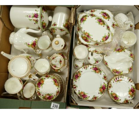 A large collection of Royal Albert Old Country Rose items to include - cups, saucers, teapots, coffee pots, storage jars, san