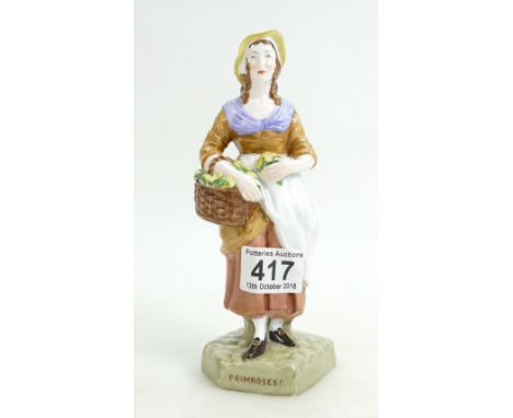 Early Spode ceramic figure Cries of London after Francis Wheatley RA 1747-1801 titled Primroses. c1890.