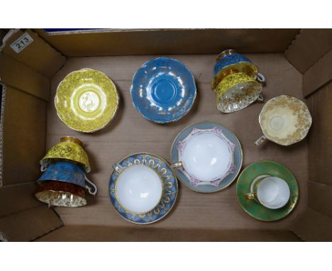 Royal Albert Empress Series cups and saucers together with Royal Doulton Sutton items and a Minton Brocade duo (approx 17 pie