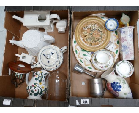 A large mixed collection of ceramic items to include - undecorated  novelty teapots, similar commemorative items, Coalport Mi