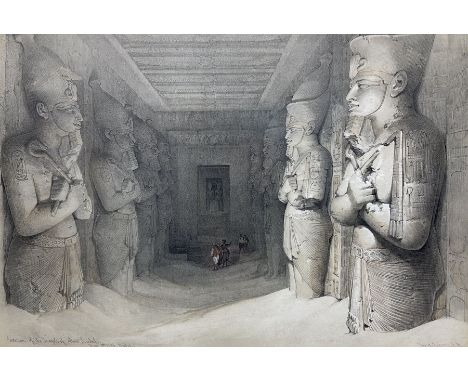 David Roberts (Scottish 1796-1864): 'Interior of the Temple of Aboo-Simbel', lithograph with hand-colouring pub. 'The Holy La