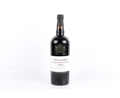 A bottle of 2005 Taylor's late bottled vintage port. 20% vol, 100ml.