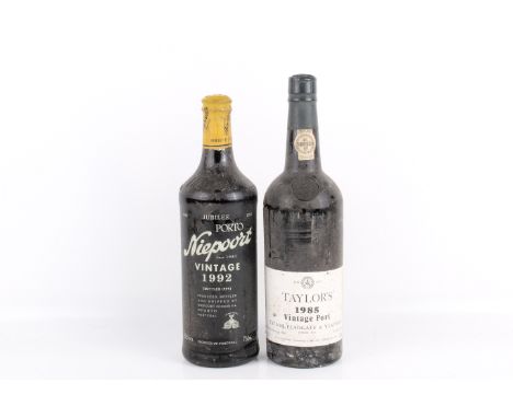 Two bottles of vintage port. Comprising 1982 Jubilee Niepoort, bottled in 1994, 20.5% vol, 750ml; 1985 Taylor's vintage port,