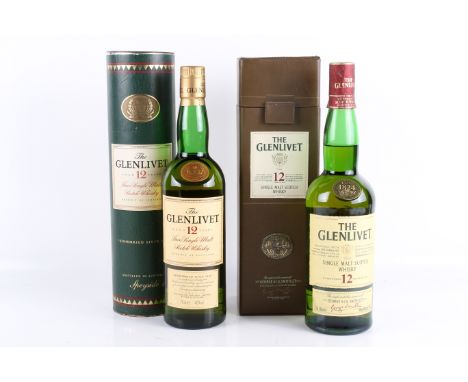 Two bottles of Glenlivet 12 years old Scotch whisky. In original boxes, both 70cl, 40% vol.