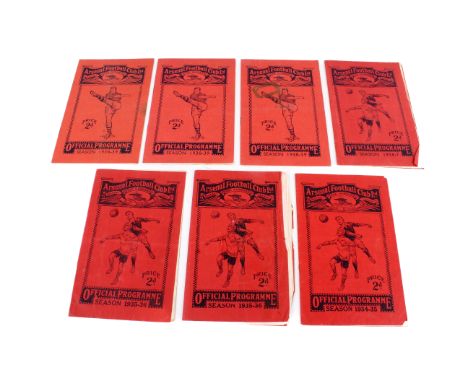 Seven 1934-1938 season Arsenal Football Club edition programmes. Comprising England v Italy, 14th November 1934; Arsenal v Ch