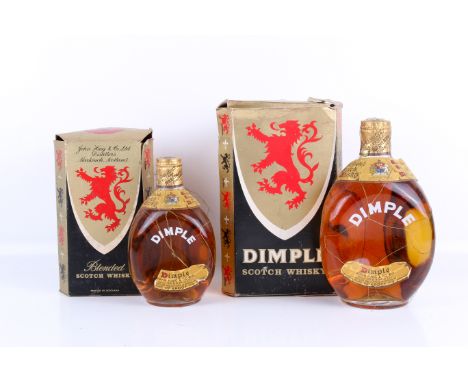 A large and a small bottle of John Haig & Co, Dimple Scotch whisky. Both 70% vol, in original card boxes. 