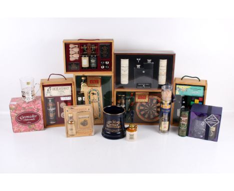 A collection of whisky miniature gift sets. A good range of brands noting Belvenie, Glenfidditch, Bells, etc, some with hip f