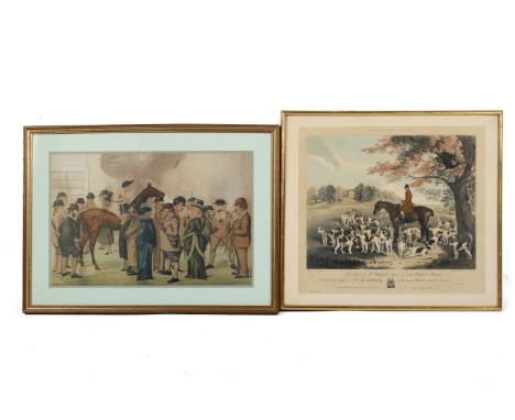 Two 19th century horse related prints. Consisting of Liborio Prosperi, 'Newmarket, 1885', 21cm x 49cm; J. W. Giles after R Da