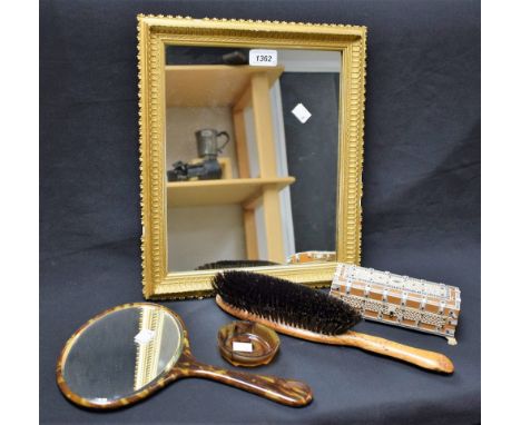 Boxes and Objects - an Indian rectangular Vizagapatam box; a rectangular mirror with gilded gesso frame; a hand mirror, etc (