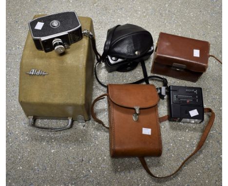 Photography - a Paillard-Bolex windup cine camera; a Kodak No.3 Autographic folding camera; a Practica MTL3 SLR camera, etc