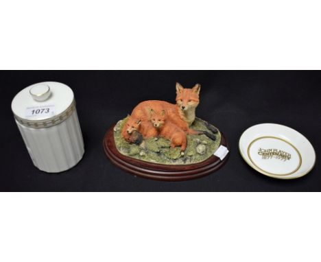 A Border Fine Arts fox family group, Family Portrait, B0038, EEGG Ltd, oval stepped plinth base, approx. 20cm wide overall; a