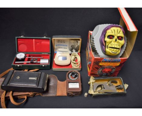 A bull-nose Rabbet Record Plane, no.077A, adjustable, boxed; a novelty Masters of the Universe Skeletor's Sonic Shrieker, box