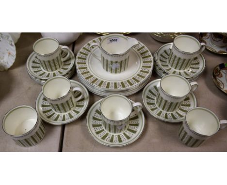 A Wedgwood Persia pattern part tea set, Susie Cooper Design, comprising cream jug, sugar bowl, side plates, cake plate, desse