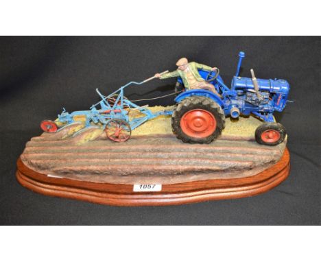 A Border Fine Arts tractor group, At The Vintage, James Herriot EEGG Ltd, B0517, wooden plinth base, approx. 43cm wide overal