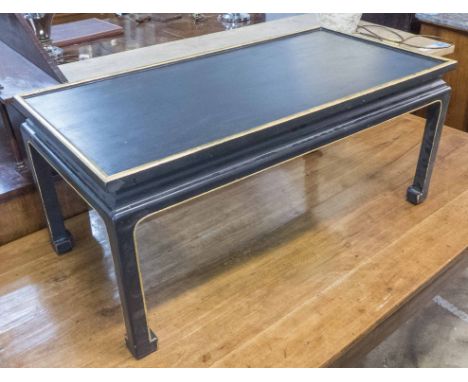 LOW TABLE, Chinese design black with gilt detail, 92cm W x 47cm D x 42cm H. 