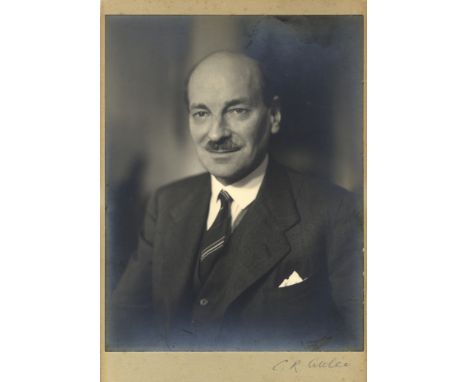 ATTLEE CLEMENT: (1883-1967) British Prime Minister 1945-51. Vintage signed 6 x 9 photograph of Attlee in a head and shoulders