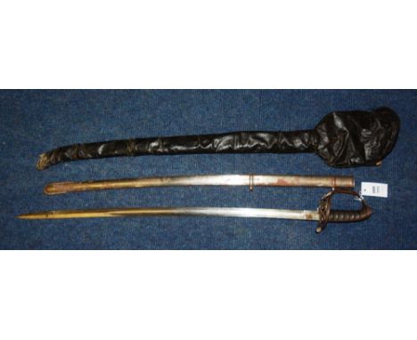 A British officers sword, Rifle Volunteers 1827 pattern, with turned panel shagreen and wire grip, with pierced hilt with str