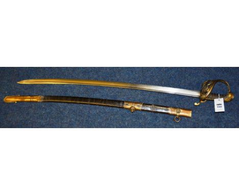 A George V officers sword, with domed pommel, shagreen and wire work grip, three quarter basket hilt, star of David proof but