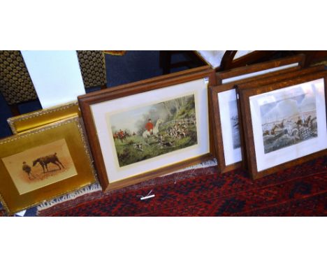 After H Aiken
'The First Steeple Chase on Record'
Aquatints, 40 x 80cm, including other equine prints (8)