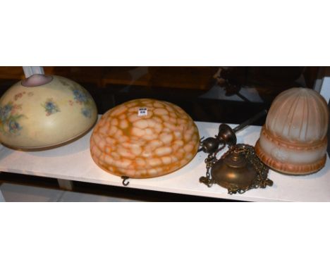 Three glass light shades, c.1930's, to include a mottled glass example (3)