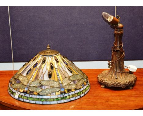 A Tiffany style table lamp with shade, in the Arts & Crafts style, 81cm high