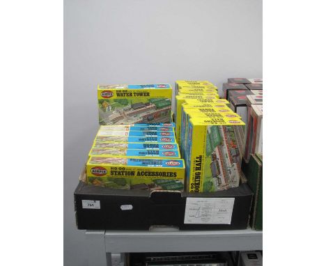 Twenty Two OO/HO Plastic Model Lineside Buildings and Accessories Kits by Airfix, all unchecked, boxed.