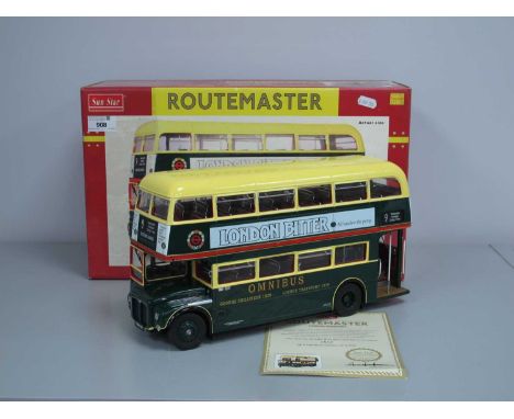 A Sun Star 1:24th Scale Diecast Model Routemaster Bus. #2907 RM 2191- CUV 191C Shillibeer - Watney's, boxed.