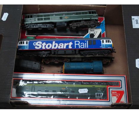 Seven OO Gauge Diesel Outline British Locomotives by Lima, Hornby, Bachmann and other, playworn, faults noted.