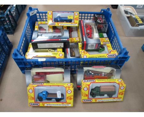 Eighteen 1:76th Scale Lineside Diecast Model Vehicles by Classix, Corgi, Oxford, boxed.