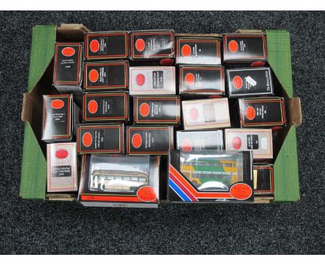 Twenty Three 1:76th Scale Diecast Model Buses by EFE, boxed.