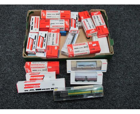 Approximately Twenty Five HO Gauge Outline Continental Rolling Stock Items by Fleischmann, Klein Modellbahn and other, boxed.