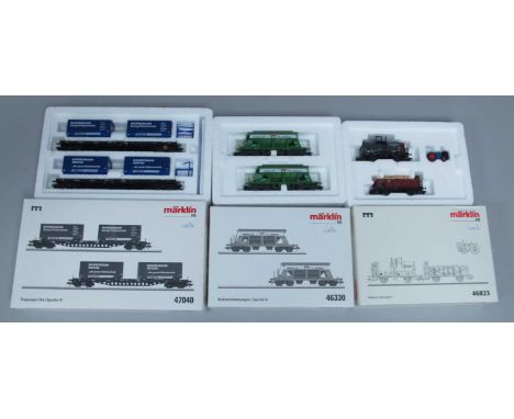 Three Marklin HO Gauge Wagon Packs comprising of #47040, #46330, #46823, boxed.