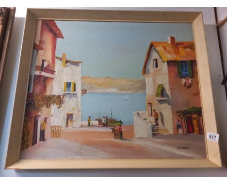 A pastel coastal scene signed R E Saunders, COLLECT ONLY.