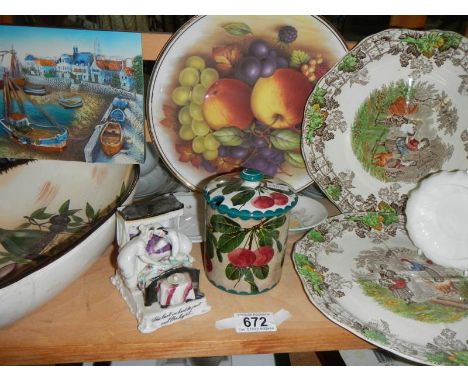 A mixed lot of ceramics including Wemyss lidded jar. COLLECT ONLY.