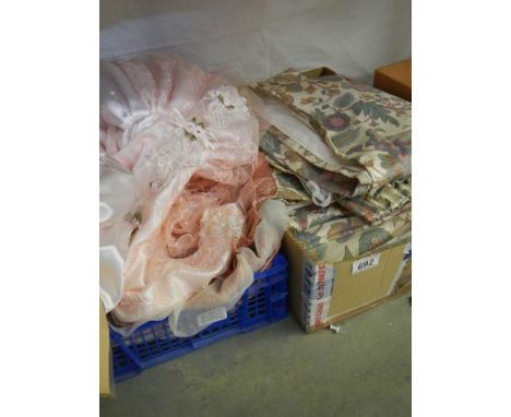 Two boxes of curtains etc.,