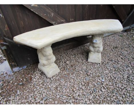 Stone squirrel pedestal bench