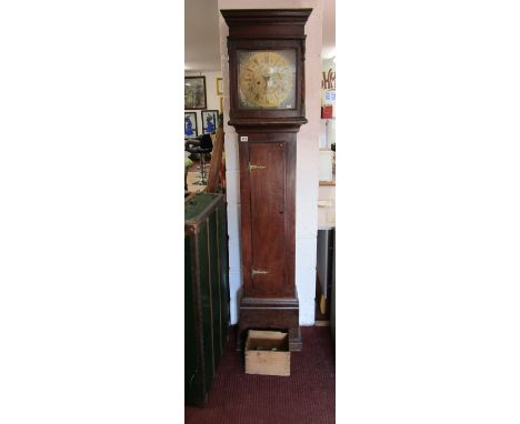 Oak cased and brass faced 8 day Grandfather clock A/F