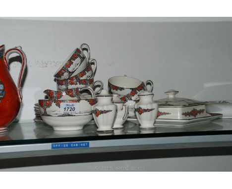 A Royal Ducal twenty piece Tea Service together with cheese/butter dish and three piece cruet set