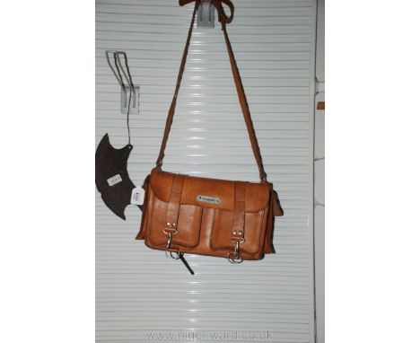 A leather camera bag