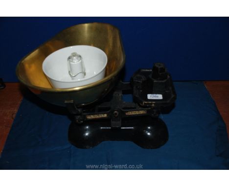 A set of old shop Scales for P.G. Jones, Gloucester and a Quick-Cooker