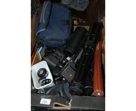 A box of camera equipment