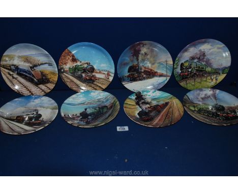A Complete set of eight Bradford Exchange Davenport display plates, 'Great Steam Trains' series including Flying Scotsman, Go