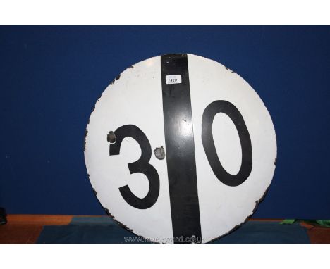 An enamel 30 sign