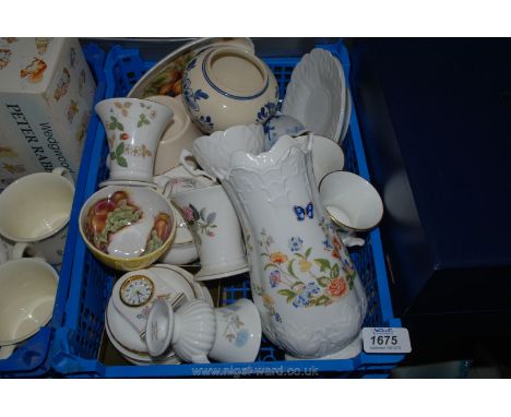 A large quantity of china including Royal Worcester 'Wild Strawberry' posy vase, Delft ware, Aynsley 'Cottage Garden', a smal