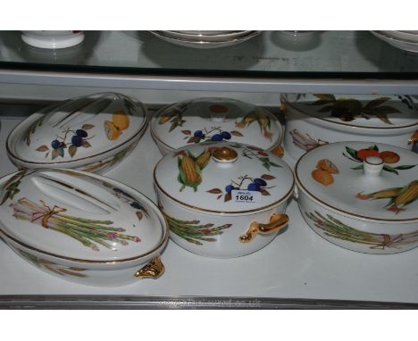 Six Royal Worcester 'Evesham' lidded vegetable dishes and casseroles