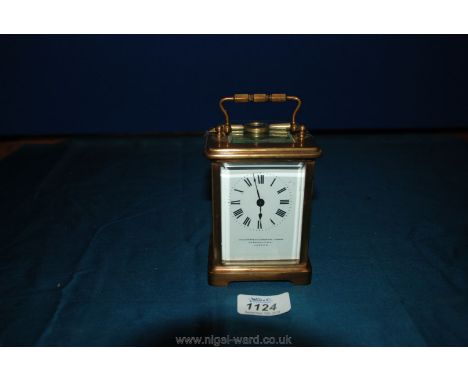 A Goldsmiths & Silversmiths Company, London brass Carriage Clock with key